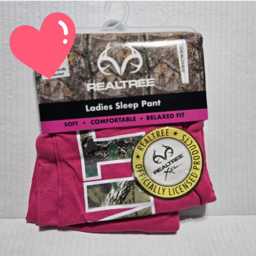 🆕 Realtree pink camouflage logo pajama sleep pants, L or XL  NEW